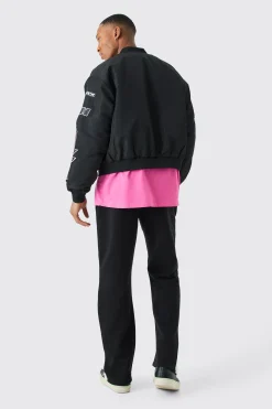 boohooMAN Boxy High Shine Nylon Moto Bomber | UK| Coats & Jackets