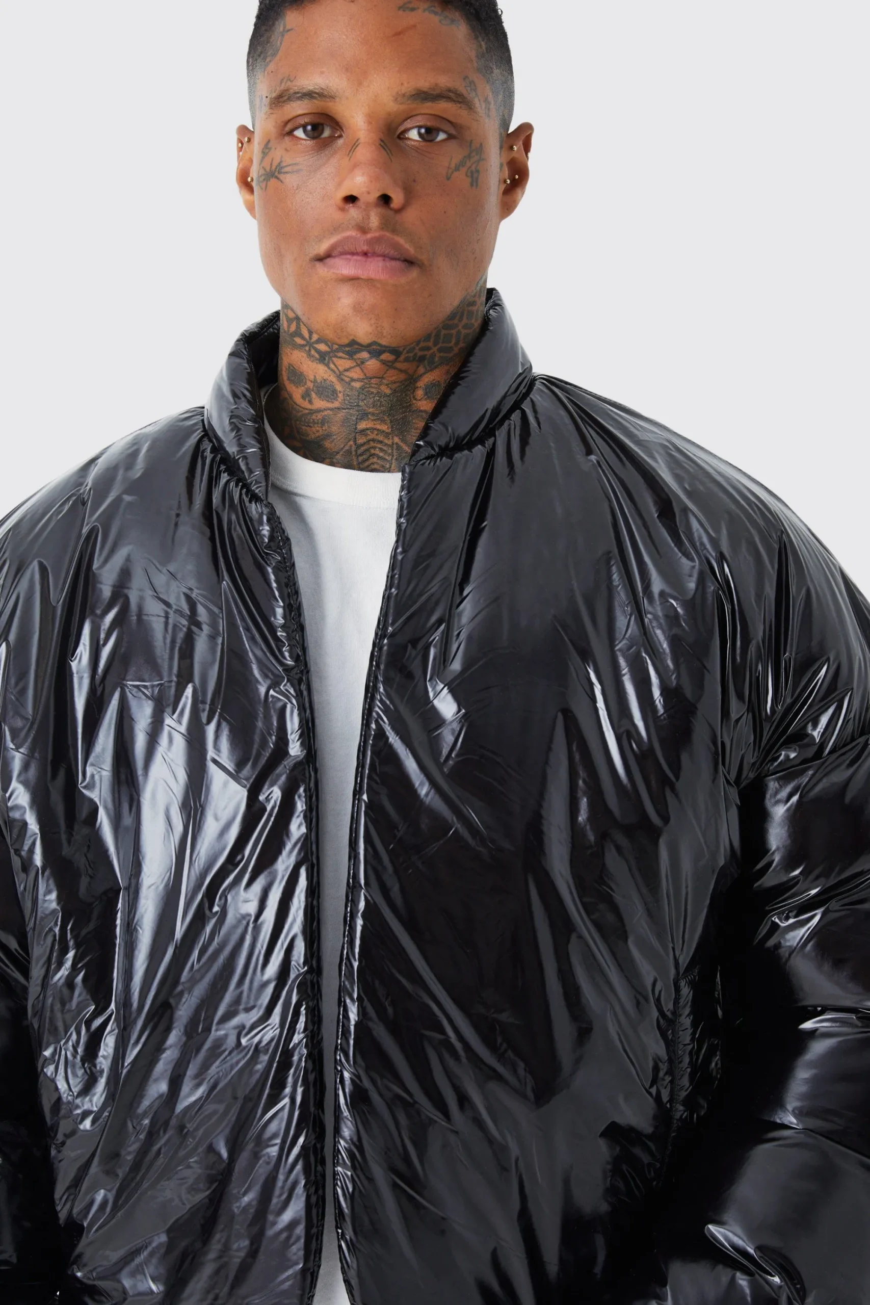 boohooMAN Boxy High Shine Volume Padded Puffer Bomber | UK| Coats & Jackets