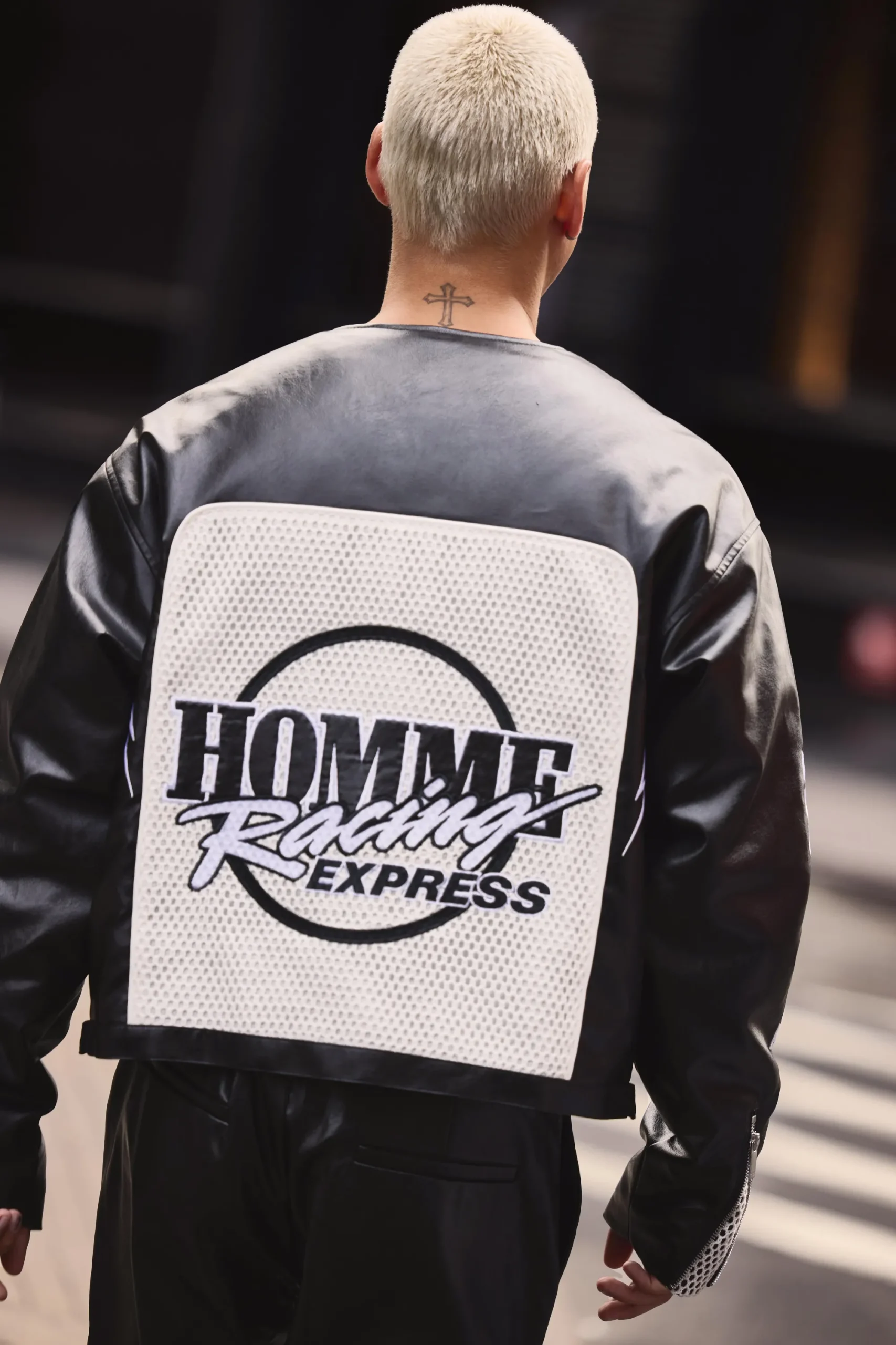 boohooMAN Boxy Homme Crochet Collarless PU Moto Jacket In | UK| Coats & Jackets