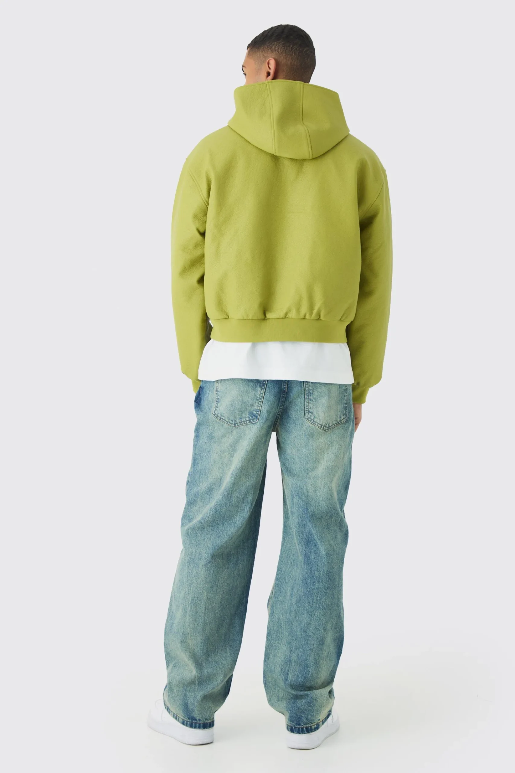 boohooMAN Boxy Hooded Pu Bomber Jacket In | UK| Coats & Jackets