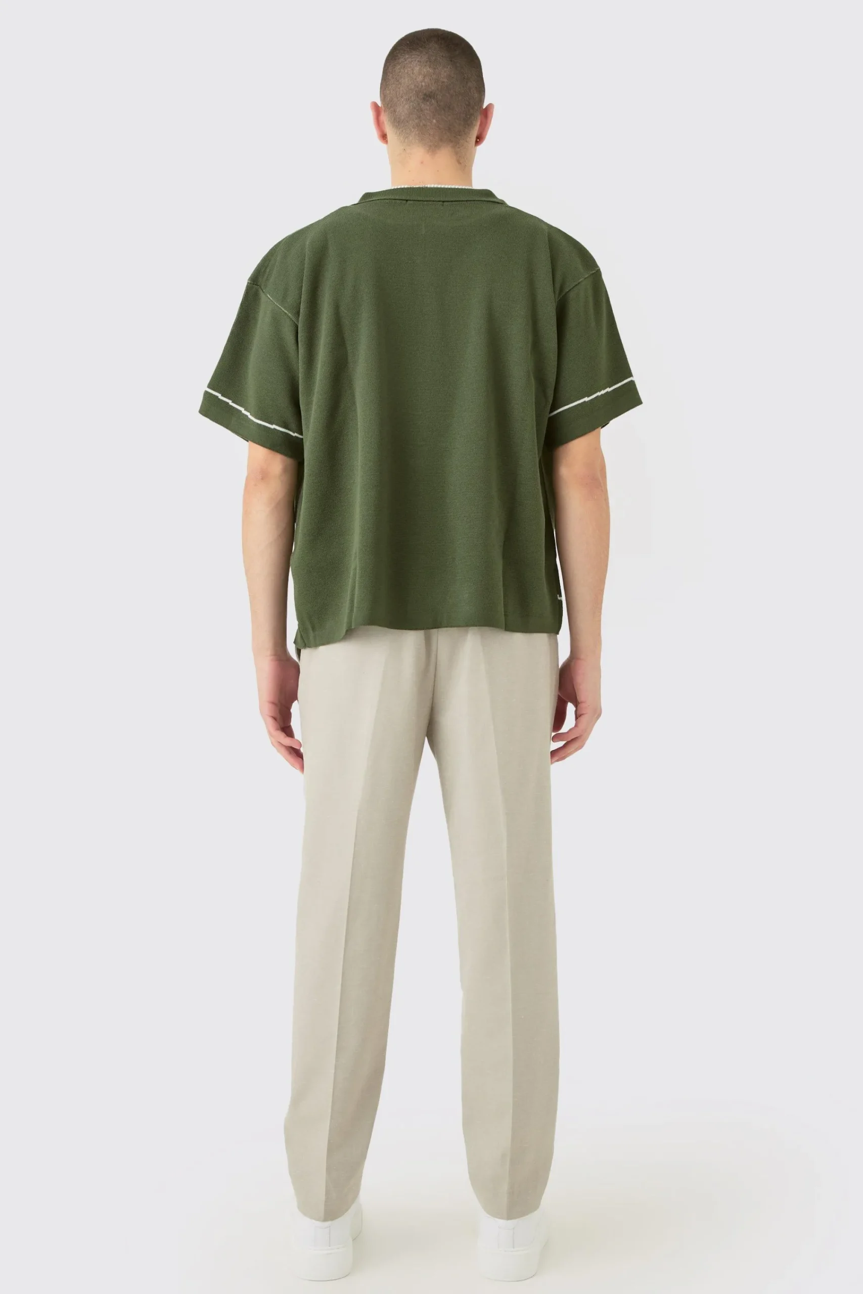 boohooMAN Boxy Jacquard Knit Abstract Detail Shirt In | UK| Shirts|Knitwear