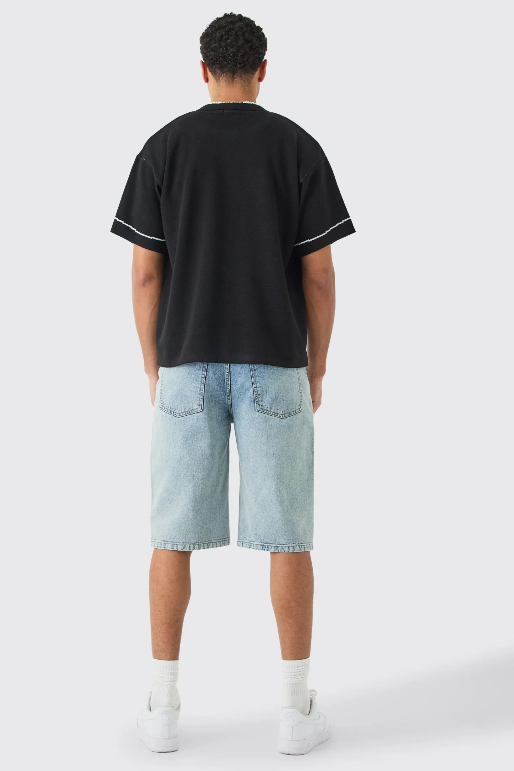 boohooMAN Boxy Jacquard Knit Abstract Detail Shirt In | UK| Shirts