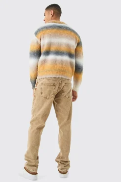 boohooMAN Boxy Knitted Brushed Stripe Shirt In | UK| Shirts|Knitwear