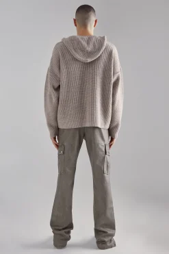 boohooMAN Boxy Knitted Ribbed Hoodie | UK| Knitwear