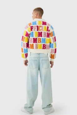 boohooMAN Boxy Letter Badge Collared Varsity Jacket In | UK| Coats & Jackets