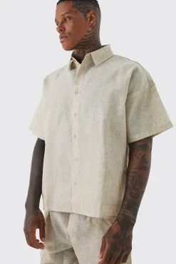 boohooMAN Boxy Linen Look Shirt And Short Set | UK| Sets & Co-Ords