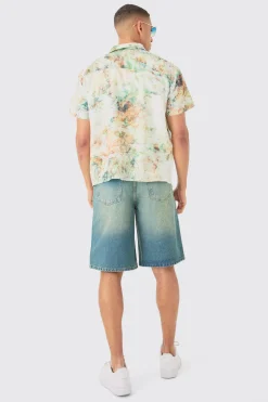 boohooMAN Boxy Linen Look Watercolour Shirt | UK| Shirts