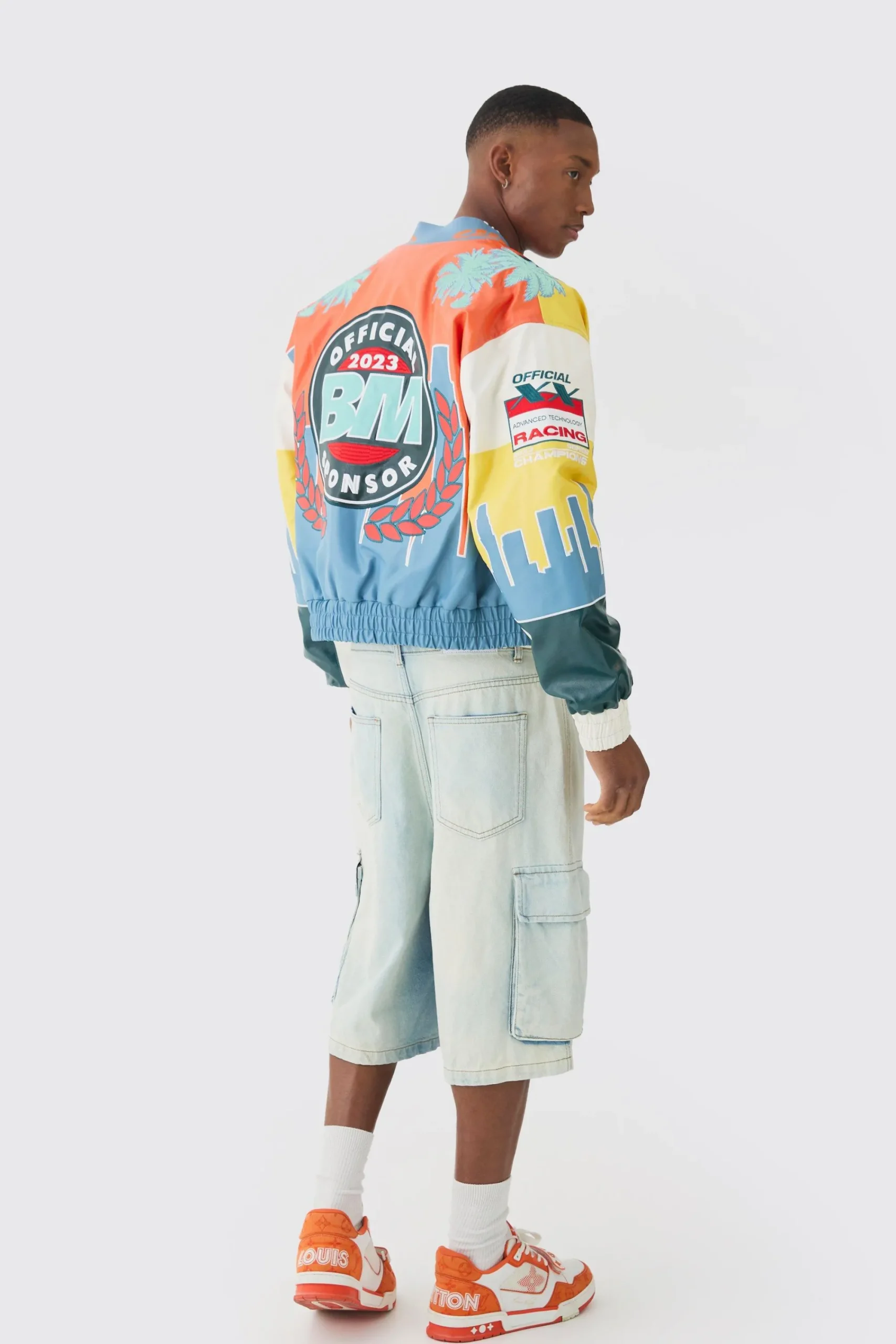 boohooMAN Boxy Man Dice Embroidered PU Bomber Jacket In Black | UK| Coats & Jackets