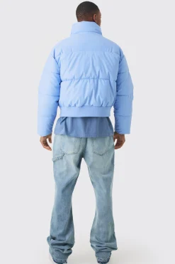 boohooMAN Boxy Matte Pu Funnel Neck Puffer In | UK| Coats & Jackets