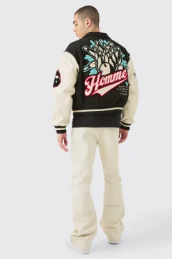 boohooMAN Boxy Melton & Pu Collared Varsity Jacket | UK| Coats & Jackets