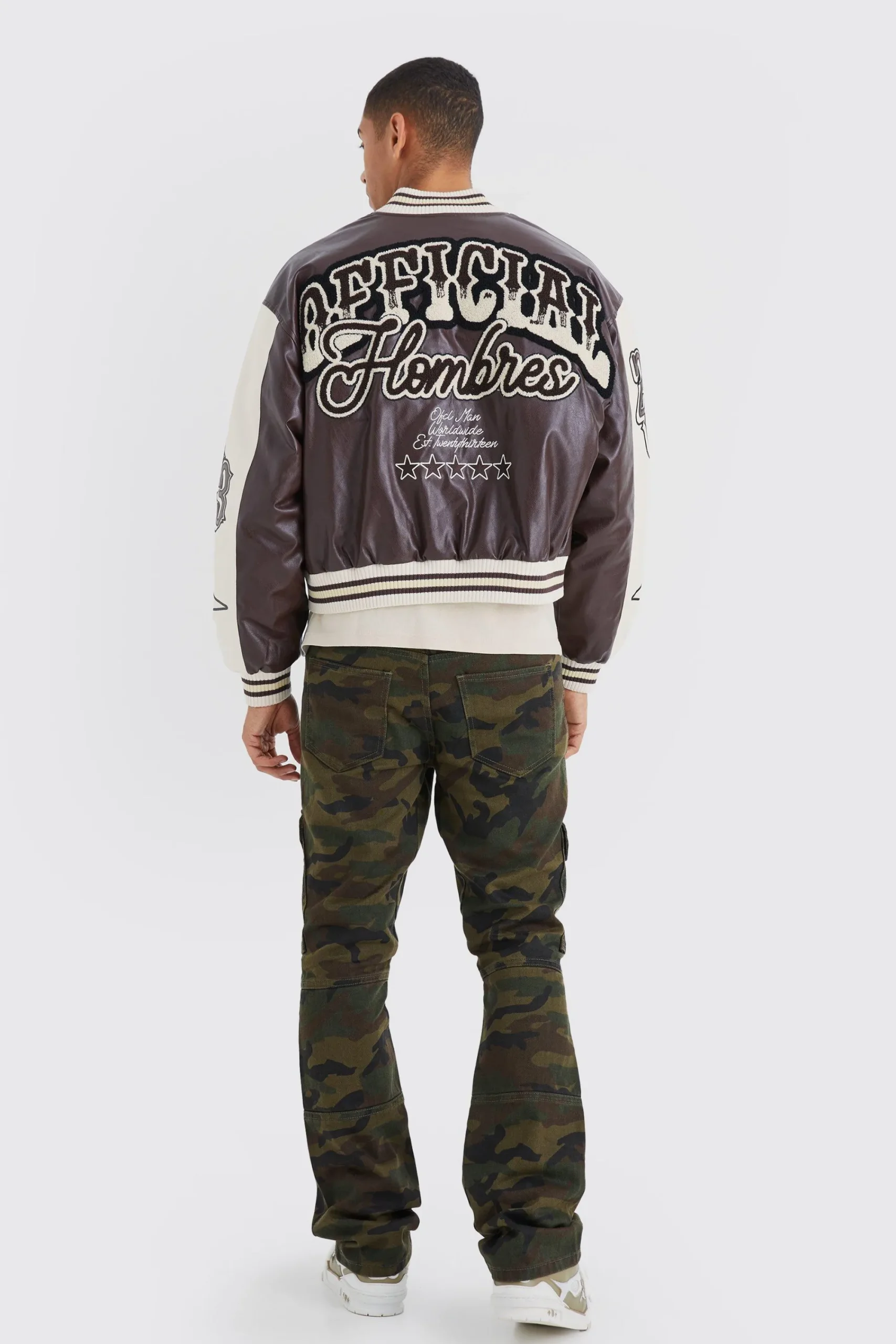 boohooMAN Boxy Melton & Pu Ombre Varsity Jacket | UK| Coats & Jackets