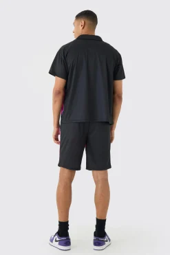 boohooMAN Boxy Mesh Moto Sport Shirt & Short | UK| Sets & Co-Ords