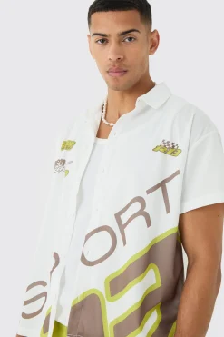 boohooMAN Boxy Mesh Moto Sport Shirt & Short | UK| Sets & Co-Ords
