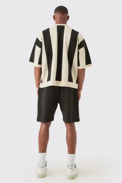 boohooMAN Boxy Moto Stripe Knitted Polo | UK| Knitwear