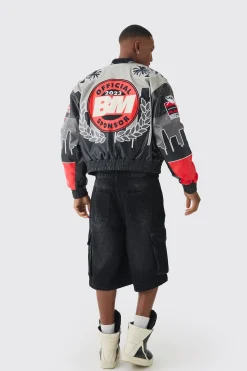 boohooMAN Boxy Official Man PU Varsity Jacket In | UK| Coats & Jackets