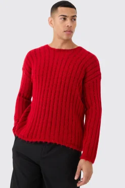 boohooMAN Boxy Open Stitch Ladder Detail Jumper In | UK| Knitwear