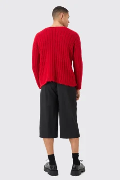 boohooMAN Boxy Open Stitch Ladder Detail Jumper In | UK| Knitwear