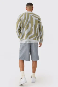 boohooMAN Boxy Oversized Brushed Abstract All Over Cardigan | UK| Knitwear