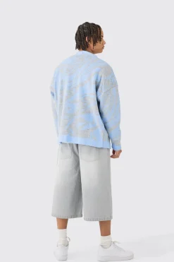 boohooMAN Boxy Oversized Brushed Abstract All Over Cardigan | UK| Knitwear
