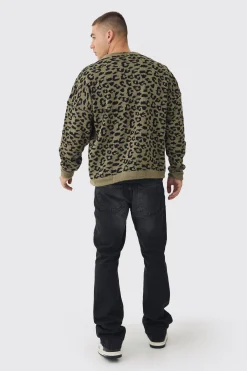 boohooMAN Boxy Oversized Brushed Leopard All Over Cardigan | UK| Knitwear