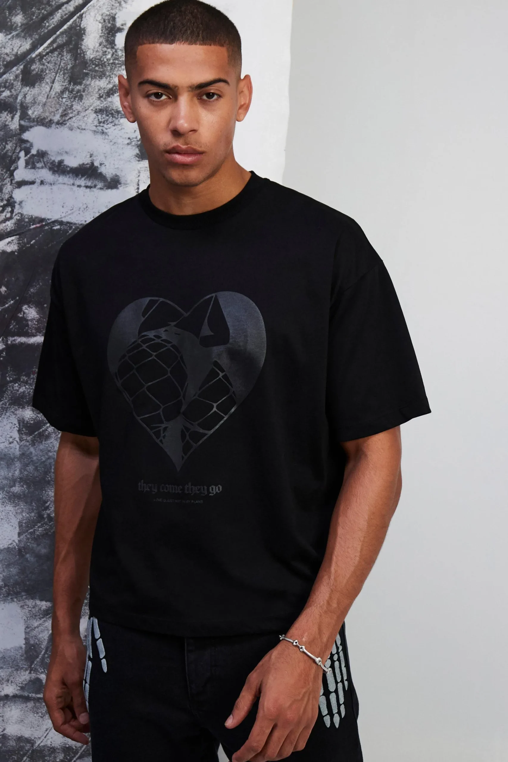 Boxy Oversized Premium Silicone Print T-shirt | UK^boohooMAN Clearance