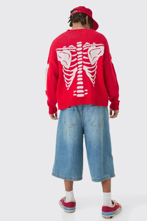 boohooMAN Boxy Oversized Skeleton Cardigan | UK| Knitwear