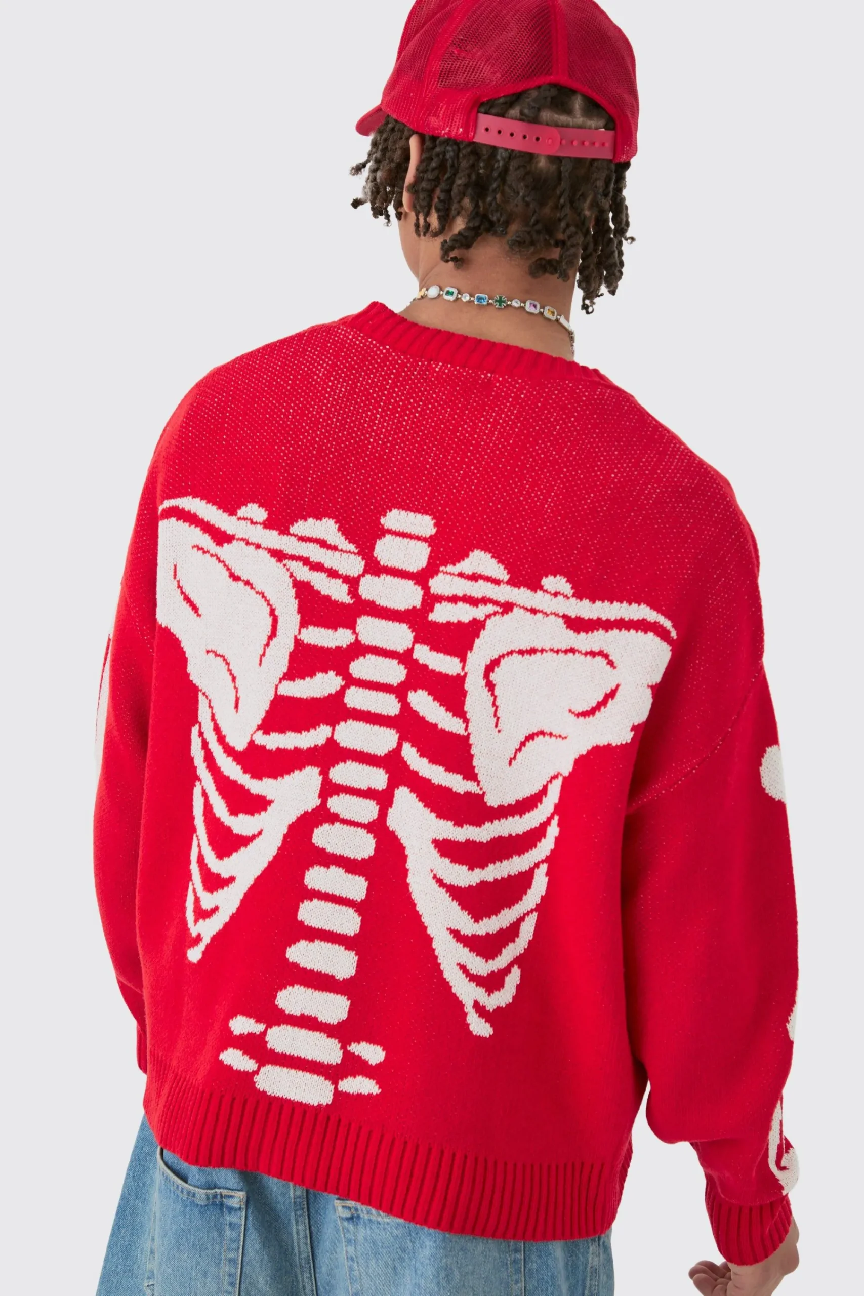 boohooMAN Boxy Oversized Skeleton Cardigan | UK| Knitwear