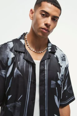 boohooMAN Boxy Printed Satin Revere Short Sleeve Shirt | UK| Shirts