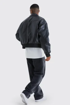 boohooMAN Boxy Pu Collared Bomber | UK| Coats & Jackets