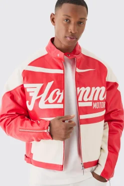 boohooMAN Boxy Pu Contrast Boucle Panel Moto Jacket | UK| Coats & Jackets