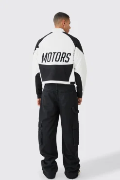 boohooMAN Boxy Pu Contrast Boucle Panel Moto Jacket | UK| Coats & Jackets