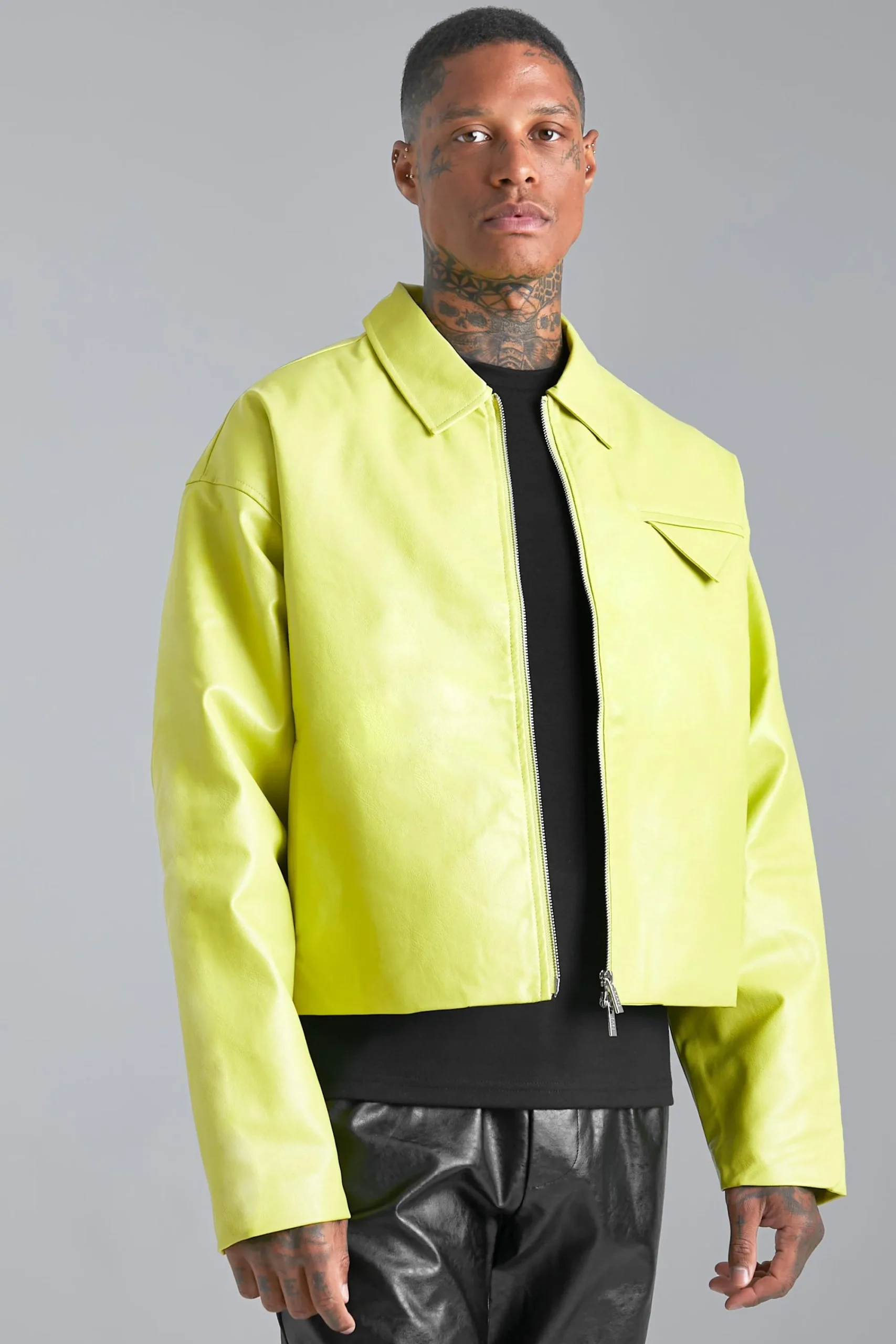 boohooMAN Boxy Pu Harrington | UK| Coats & Jackets