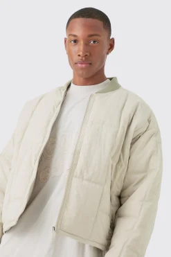 boohooMAN Boxy Quilted Bomber Jacket In | UK| Coats & Jackets