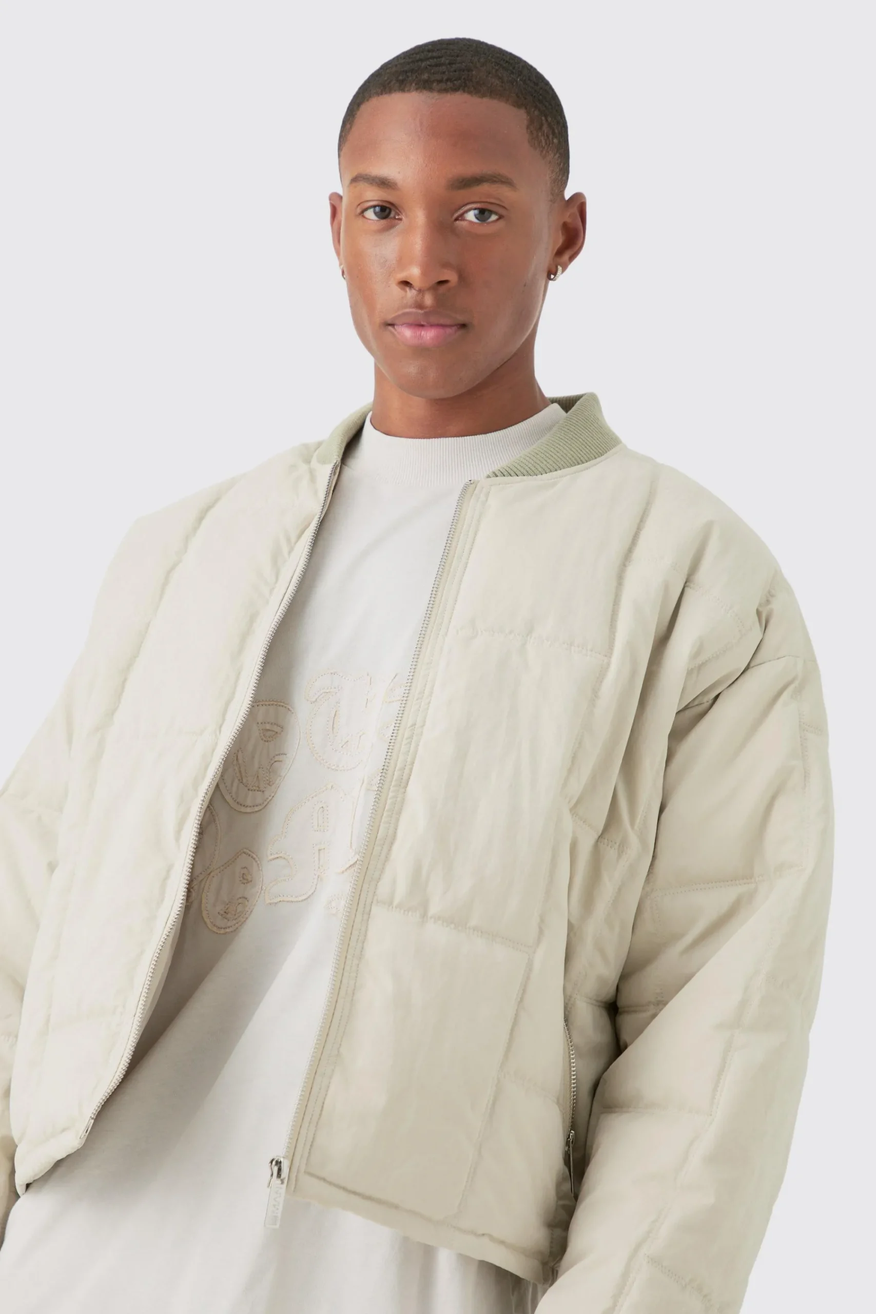 boohooMAN Boxy Quilted Bomber Jacket In | UK| Coats & Jackets