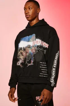boohooMAN Boxy Renaissance Puff Print Hoodie | UK| Hoodies & Sweatshirts