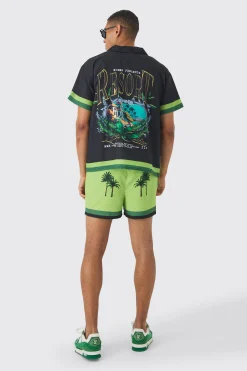 boohooMAN Boxy Resort Shirt & Swim Short Set | UK| Sets & Co-Ords