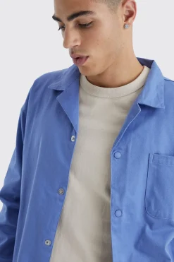 boohooMAN Boxy Revere Harrington Twill Overshirt | UK| Shirts