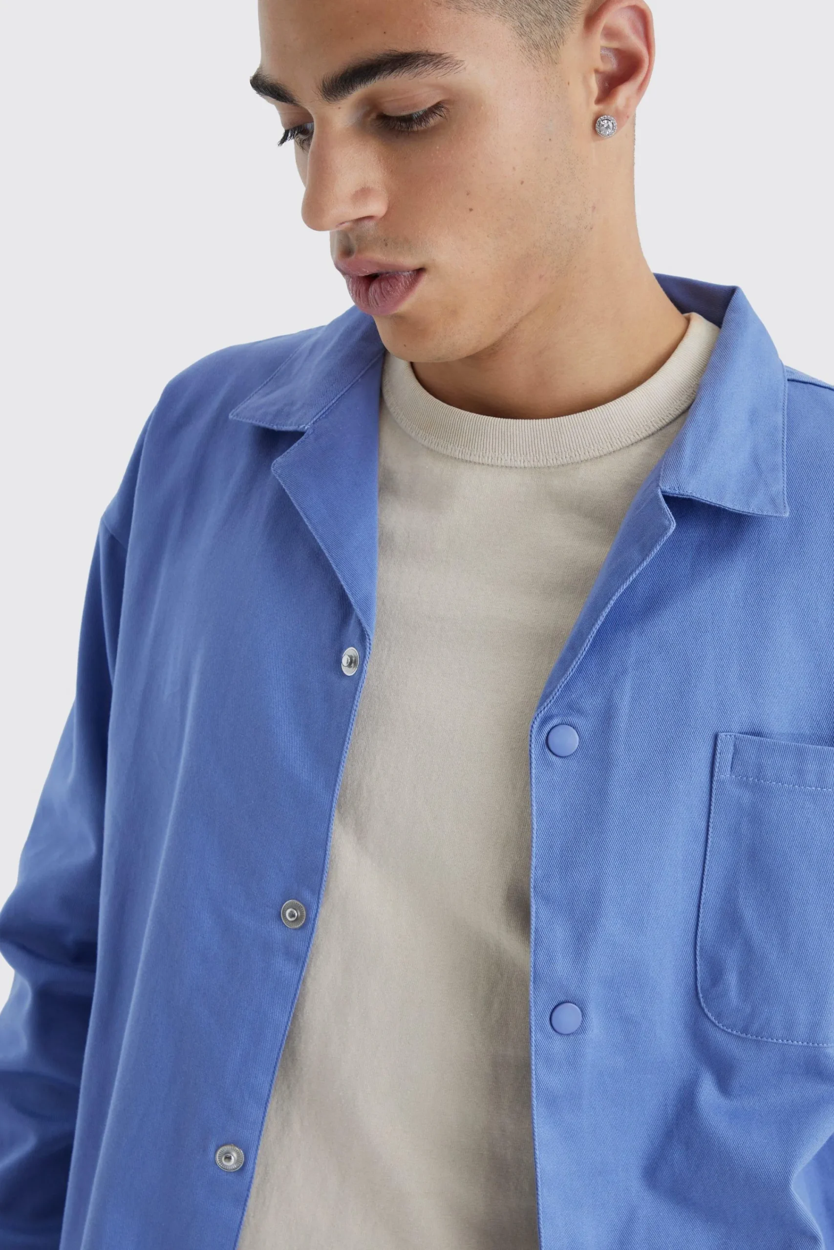 boohooMAN Boxy Revere Harrington Twill Overshirt | UK| Shirts