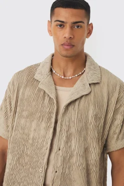 boohooMAN Boxy Ripple Pleated Shirt | UK| Shirts