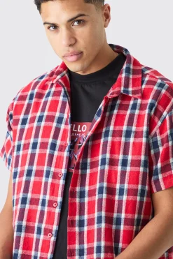 boohooMAN Boxy Short Sleeve Back Vent Check Shirt | UK| Shirts