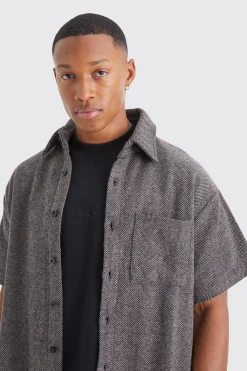 boohooMAN Boxy Short Sleeve Jacquard Shirt | UK| Shirts