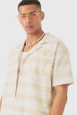 boohooMAN Boxy Short Sleeve Open Weave Shirt & Short Set | UK| Sets & Co-Ords