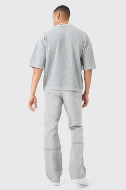 boohooMAN Boxy Short Sleeve Ribbed Knit Polo | UK| Knitwear