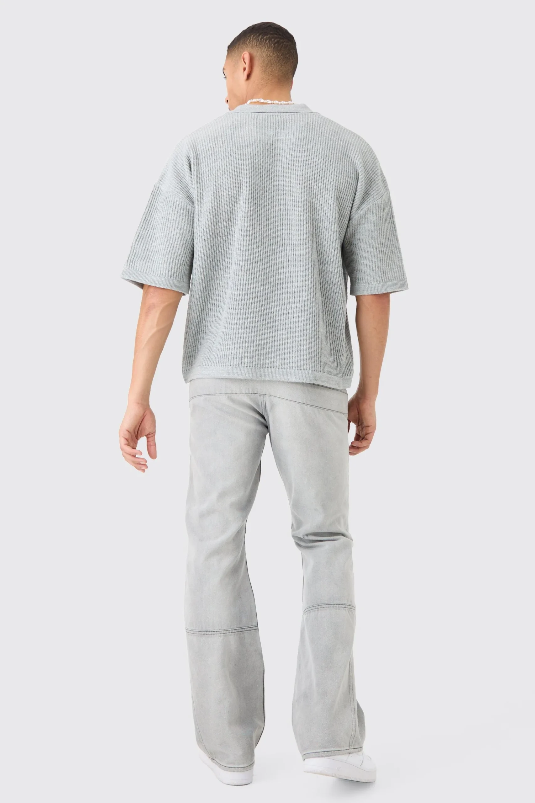 boohooMAN Boxy Short Sleeve Ribbed Knit Polo | UK| Knitwear