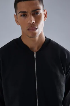 boohooMAN Boxy Smart Knitted Bomber | UK| Coats & Jackets