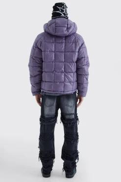 boohooMAN Boxy Square Quilted Puffer With Hood | UK| Coats & Jackets