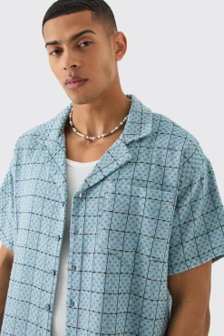boohooMAN Boxy Textured Grid Check Shirt | UK| Shirts