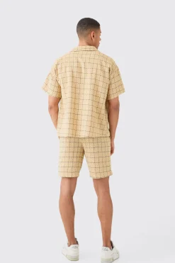 boohooMAN Boxy Textured Grid Check Shirt And Short | UK| Sets & Co-Ords