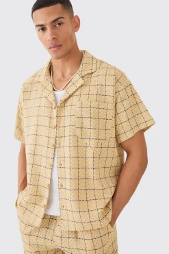 boohooMAN Boxy Textured Grid Check Shirt And Short | UK| Sets & Co-Ords