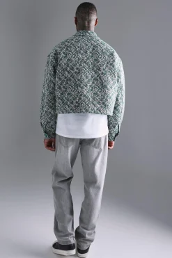 boohooMAN Boxy Textured Jacquard Collared Jacket | UK| Coats & Jackets